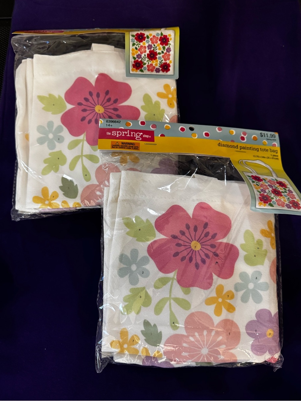 Hobby Lobby Floral diamond art, tote, bag kits